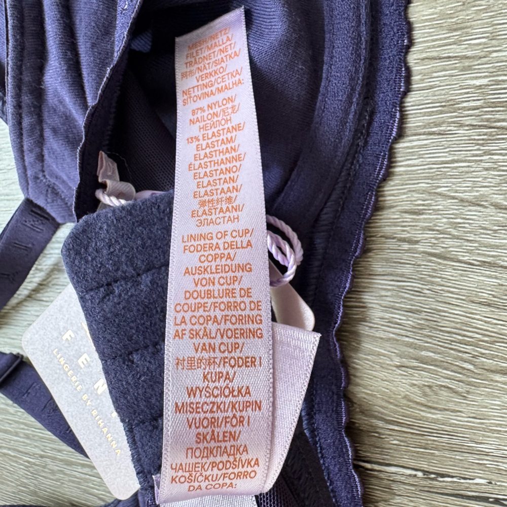 Savage X Fenty Purple Underwire Bra Lace Trim Adjustable Straps Women Size 36C - Picture 5 of 9